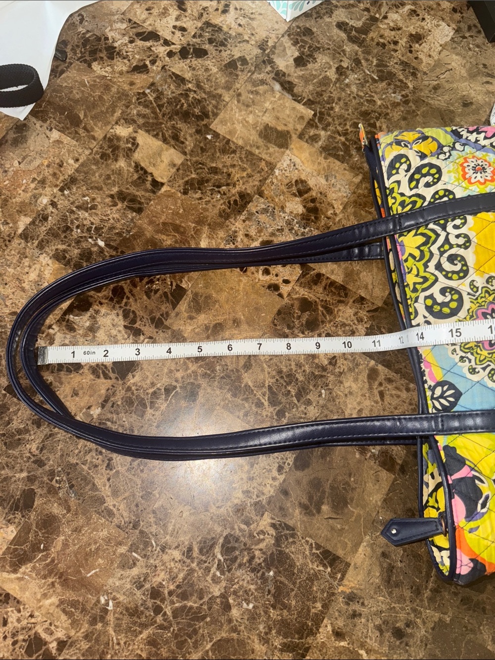 Vera Bradley Bright Multicolor Quilted Tote with Blue Trim. Rio Style. - Picture 4 of 11